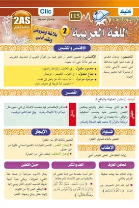 لغة عربية -بلاغة وعروض- 2 ثانوي
